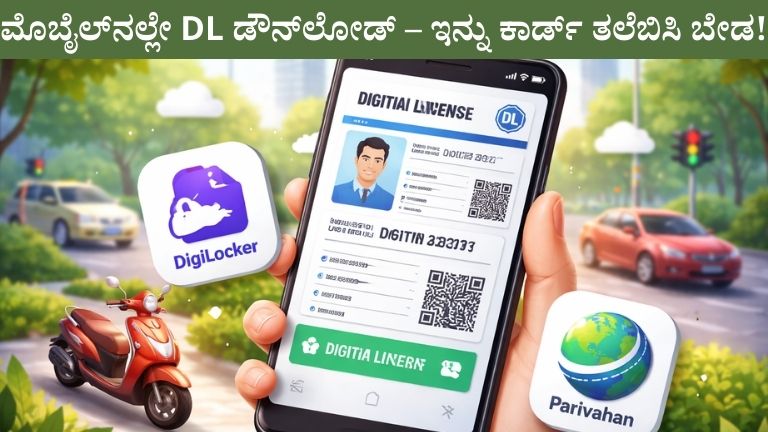 ಮೊಬೈಲ್‌ನಲ್ಲೇ DL ಡೌನ್‌ಲೋಡ್ – ಇನ್ನು ಕಾರ್ಡ್ ತಲೆಬಿಸಿ ಬೇಡ!